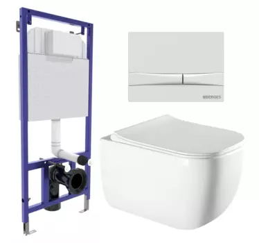 Комплект 3 в 1 инсталляция Berges Wasserhaus Novum 040250 + Унитаз подвесной Vincea Form VT1-35 + кнопка белая 040250+VT1-35