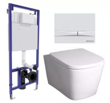 Комплект 3 в 1 инсталляция Berges Wasserhaus Novum 040250 + Унитаз подвесной BelBagno Albano BB120CHR + кнопка белая 040250+BB120CHR+BB120SC
