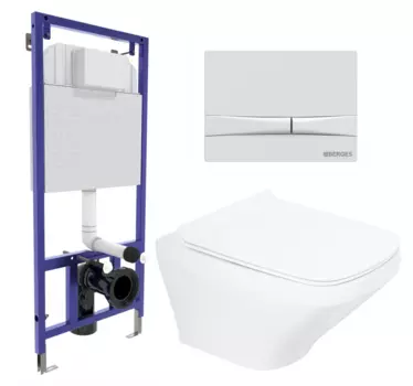 Комплект 3 в 1 инсталляция Berges Wasserhaus Novum 040250 + Унитаз подвесной BelBagno Sela BB3201CHR + кнопка белая 040250+BB3201CHR+BB3201SC