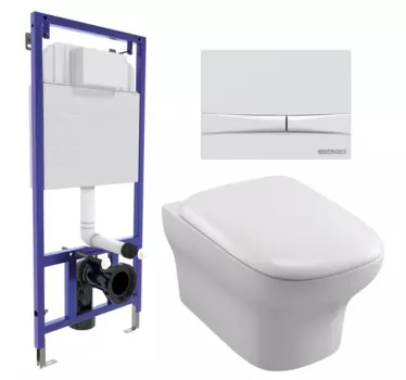 Комплект 3 в 1 инсталляция Berges Wasserhaus Novum 040250 + Унитаз подвесной Jacob Delafon Vox EDM102-00 + кнопка белая 040250+EDM102-00+E20142-00