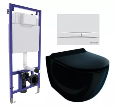 Комплект 3 в 1 инсталляция Berges Wasserhaus Novum 040250 + Унитаз подвесной Esbano Garcia ESUPGARCB + кнопка белая 040250+ESUPGARCB