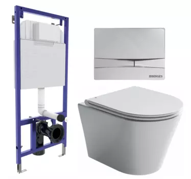 Комплект 3 в 1 инсталляция Berges Wasserhaus Novum 040253 + Унитаз подвесной Ceramica Nova Forma CN3011 + кнопка хром 040253+CN3011