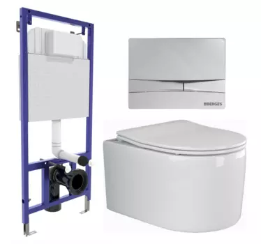 Комплект 3 в 1 инсталляция Berges Wasserhaus Novum 040253 + Унитаз подвесной Ceramica Nova Moments CN3003 + кнопка хром 040253+CN3003
