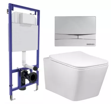 Комплект 3 в 1 инсталляция Berges Wasserhaus Novum 040253 + Унитаз Vincea Q-Line VT1-12 + кнопка хром 040253+VT1-12