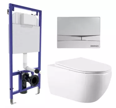 Комплект 3 в 1 инсталляция Berges Wasserhaus Novum 040253 + Унитаз подвесной Vincea Evo VT1-34 + кнопка хром 040253+VT1-34
