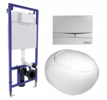 Комплект 3 в 1 инсталляция Berges Wasserhaus Novum 040253 + Подвесной унитаз WeltWasser Jeckenbach + кнопка хром 040253+10000003809