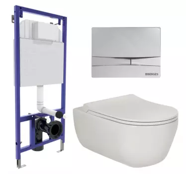 Комплект 3 в 1 инсталляция Berges Wasserhaus Novum 040253 + Унитаз подвесной Berges Wasserhaus Ego XL 082118 + кнопка хром 040253+082118