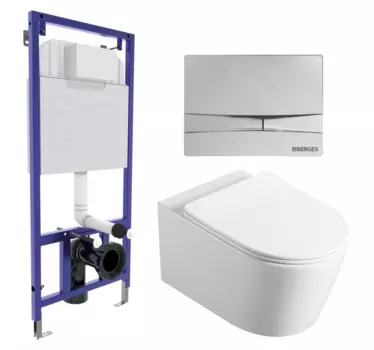 Комплект 3 в 1 инсталляция Berges Wasserhaus Novum 040253 + Унитаз Vincea Cute VT1-24 + кнопка хром 040253+VT1-24