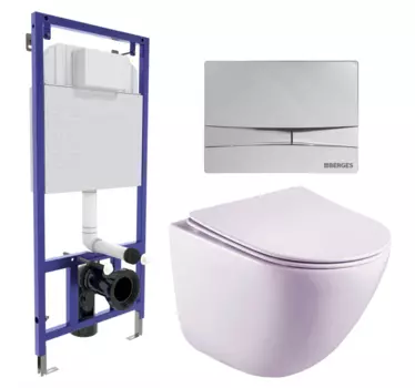 Комплект 3 в 1 инсталляция Berges Wasserhaus Novum 040253 + Унитаз подвесной Esbano Lotus ESUPLOTUW + кнопка хром 040253+ESUPLOTUW