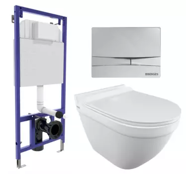 Комплект 3 в 1 инсталляция Berges Wasserhaus Novum 040253 + Унитаз подвесной Iddis Cloud CLORDSEi25 + кнопка хром 040253+CLORDSEi25