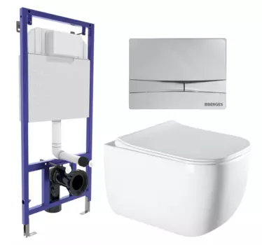 Комплект 3 в 1 инсталляция Berges Wasserhaus Novum 040253 + Унитаз подвесной Vincea Form VT1-35 + кнопка хром 040253+VT1-35