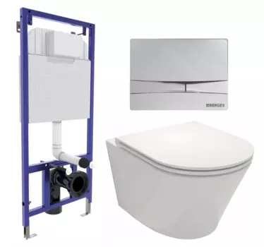 Комплект 3 в 1 инсталляция Berges Wasserhaus Novum 040253 + Унитаз подвесной Jacob Delafon Rodin+ EDY102-00 + кнопка хром 040253+EDY102-00