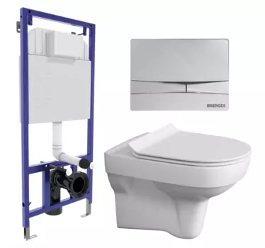Комплект 3 в 1 инсталляция Berges Wasserhaus Novum 040253 + Унитаз подвесной Cersanit City New + кнопка хром 040253+S-MZ-CITY-COn-S-DL-w