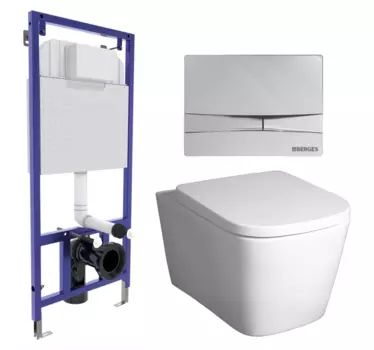 Комплект 3 в 1 инсталляция Berges Wasserhaus Novum 040253 + Унитаз подвесной BelBagno Albano BB120CHR + кнопка хром 040253+BB120CHR+BB120SC