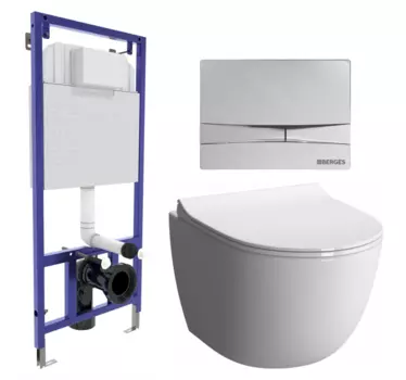 Комплект 3 в 1 инсталляция Berges Wasserhaus Novum 040253 + Унитаз подвесной VitrA Sento 7748В003-0075 + кнопка хром 040253+7748B003-0075+130-003-009