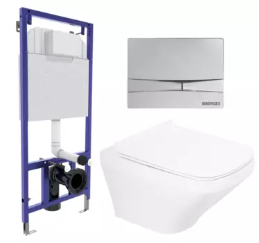 Комплект 3 в 1 инсталляция Berges Wasserhaus Novum 040253 + Унитаз подвесной BelBagno Sela BB3201CHR + кнопка хром 040253+BB3201CHR+BB3201SC