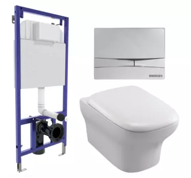 Комплект 3 в 1 инсталляция Berges Wasserhaus Novum 040253 + Унитаз подвесной Jacob Delafon Vox EDM102-00 + кнопка хром 040253+EDM102-00+E20142-00