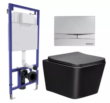 Комплект 3 в 1 инсталляция Berges Wasserhaus Novum 040253 + Унитаз Vincea Q-Line VT1-12MB + кнопка хром 040253+VT1-12MB