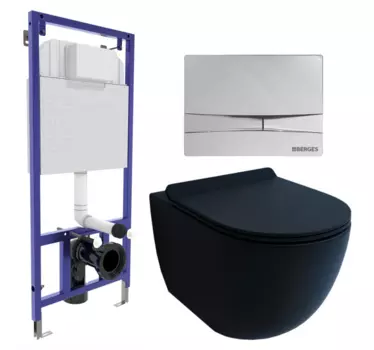 Комплект 3 в 1 инсталляция Berges Wasserhaus Novum 040253 + Унитаз подвесной Esbano Garcia + кнопка хром 040253+ESUPGARCBM