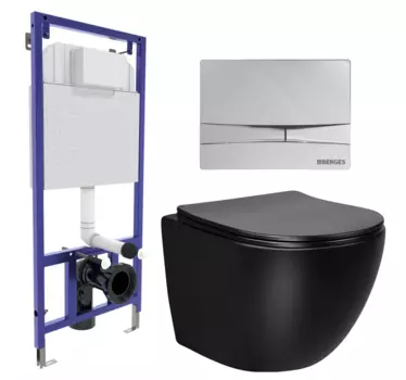 Комплект 3 в 1 инсталляция Berges Wasserhaus Novum 040253 + Унитаз Vincea Globo VT1-14SMB + кнопка хром 040253+VT1-14SMB
