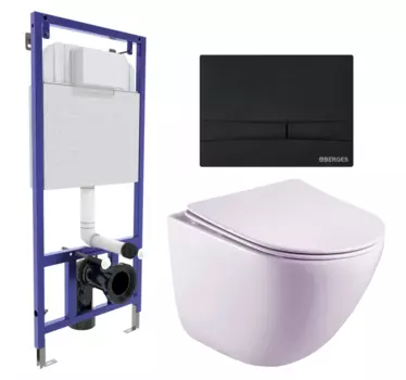 Комплект 3 в 1 инсталляция Berges Wasserhaus Novum 040255 + Унитаз подвесной Esbano Lotus ESUPLOTUW + кнопка черная 040255+ESUPLOTUW