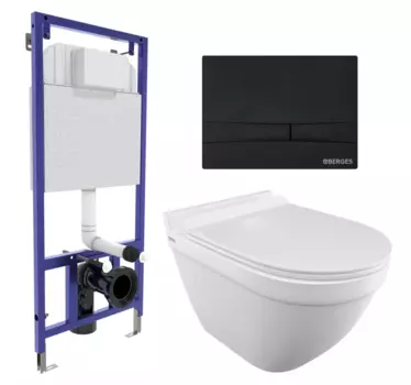 Комплект 3 в 1 инсталляция Berges Wasserhaus Novum 040255 + Унитаз подвесной Iddis Cloud CLORDSEi25 + кнопка черная 040255+CLORDSEi25