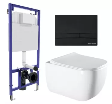 Комплект 3 в 1 инсталляция Berges Wasserhaus Novum 040255 + Унитаз подвесной Vincea Form VT1-35 + кнопка черная 040255+VT1-35