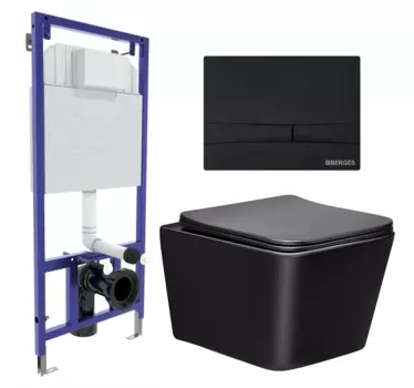 Комплект 3 в 1 инсталляция Berges Wasserhaus Novum 040255 + Унитаз Vincea Q-Line VT1-12MB + кнопка черная 040255+VT1-12MB