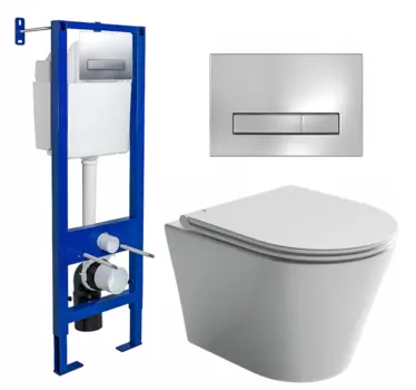 Комплект 3 в 1 инсталляция Berges Wasserhaus Atom Line 410 + Унитаз подвесной Ceramica Nova Forma CN3011 + кнопка хром 040338+CN3011