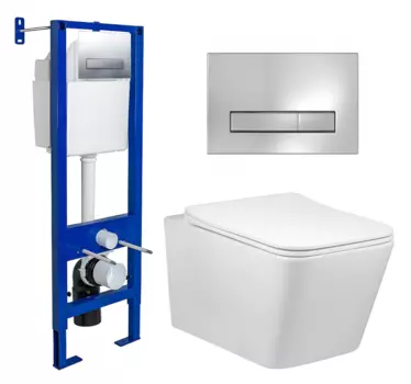 Комплект 3 в 1 инсталляция Berges Wasserhaus Atom Line 410 + Унитаз Vincea Q-Line VT1-12 + кнопка хром 040338+VT1-12