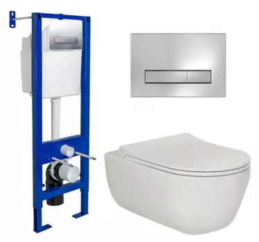 Комплект 3 в 1 инсталляция Berges Wasserhaus Atom Line 410 + Унитаз подвесной Berges Wasserhaus Ego XL 082118 + кнопка хром 040338+082118