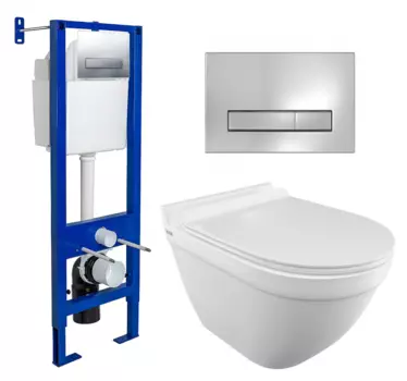 Комплект 3 в 1 инсталляция Berges Wasserhaus Atom Line 410 + Унитаз подвесной Iddis Cloud CLORDSEi25 + кнопка хром 040338+CLORDSEi25