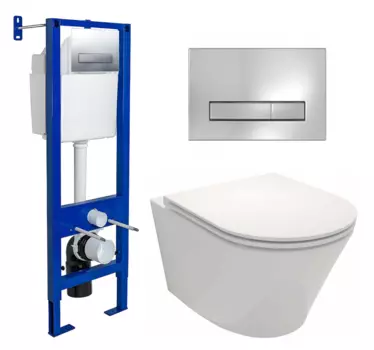 Комплект 3 в 1 инсталляция Berges Wasserhaus Atom Line 410 + Унитаз подвесной Jacob Delafon Rodin+ EDY102-00 + кнопка хром 040338+EDY102-00