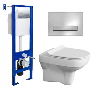 Комплект 3 в 1 инсталляция Berges Wasserhaus Atom Line 410 + Унитаз подвесной Cersanit City New + кнопка хром 040338+S-MZ-CITY-COn-S-DL-w