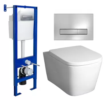 Комплект 3 в 1 инсталляция Berges Wasserhaus Atom Line 410 + Унитаз подвесной BelBagno Albano BB120CHR + кнопка хром 040338+BB120CHR+BB120SC