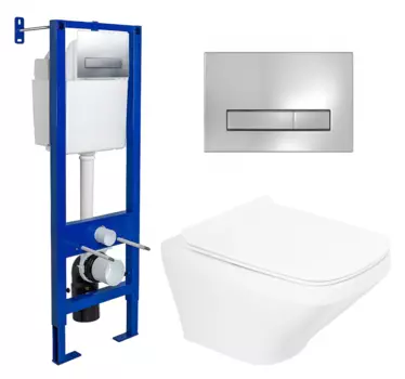 Комплект 3 в 1 инсталляция Berges Wasserhaus Atom Line 410 + Унитаз подвесной BelBagno Sela BB3201CHR + кнопка хром 040338+BB3201CHR+BB3201SC