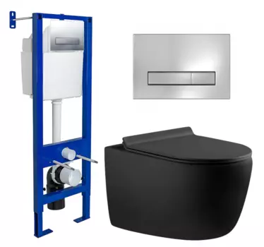 Комплект 3 в 1 инсталляция Berges Wasserhaus Atom Line 410 + Унитаз подвесной Aquanet Cetus 287008 + кнопка хром 040338+287008