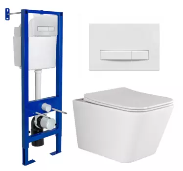 Комплект 3 в 1 инсталляция Berges Wasserhaus Atom Line 410 + Унитаз подвесной Ceramica Nova Metric Rimless CN3007 + кнопка белая 040339+CN3007
