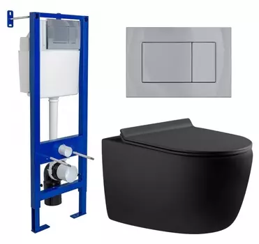 Комплект 3 в 1 инсталляция Berges Wasserhaus Atom 410 + Унитаз подвесной Aquanet Cetus 287008 + кнопка хром