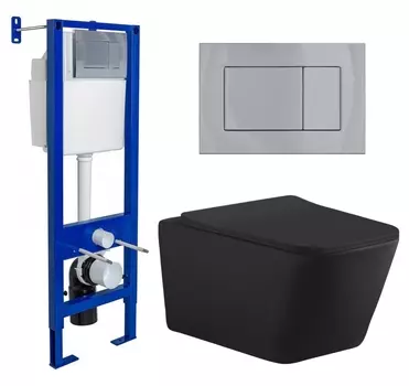 Комплект 3 в 1 инсталляция Berges Wasserhaus Atom 410 + Унитаз подвесной Aquanet Tavr-W BW 287011 + кнопка хром