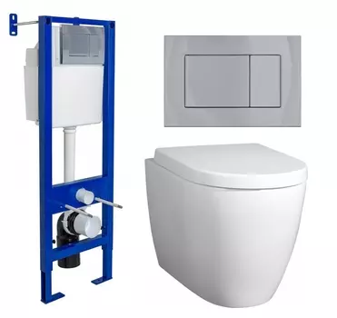 Комплект 3 в 1 инсталляция Berges Wasserhaus Atom 410 + Унитаз подвесной BelBagno Marino + кнопка хром