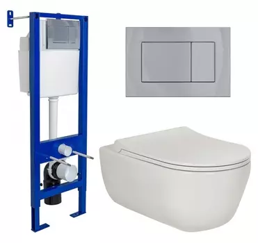 Комплект 3 в 1 инсталляция Berges Wasserhaus Atom 410 + Унитаз подвесной Berges Wasserhaus Ego XL 082118 + кнопка хром