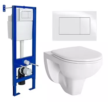 Комплект 3 в 1 инсталляция Berges Wasserhaus Atom 410 + Унитаз подвесной Berges Wasserhaus Gamma 081105 + кнопка белая
