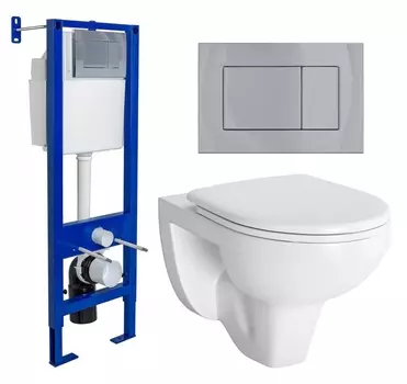 Комплект 3 в 1 инсталляция Berges Wasserhaus Atom 410 + Унитаз подвесной Berges Wasserhaus Gamma 081105 + кнопка хром