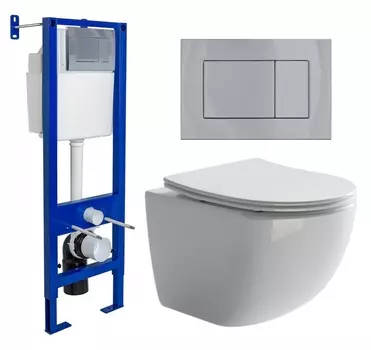 Комплект 3 в 1 инсталляция Berges Wasserhaus Atom 410 + Унитаз подвесной Ceramica Nova Forma CN3009 + кнопка хром