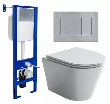 Комплект 3 в 1 инсталляция Berges Wasserhaus Atom 410 + Унитаз подвесной Ceramica Nova Forma CN3011 + кнопка хром