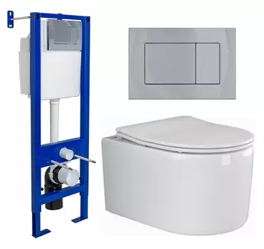 Комплект 3 в 1 инсталляция Berges Wasserhaus Atom 410 + Унитаз подвесной Ceramica Nova Moments CN3003 + кнопка хром