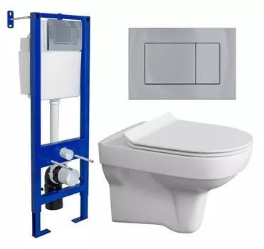 Комплект 3 в 1 инсталляция Berges Wasserhaus Atom 410 + Унитаз подвесной Cersanit City New + кнопка хром