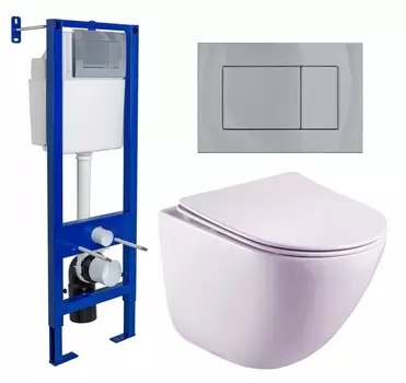 Комплект 3 в 1 инсталляция Berges Wasserhaus Atom 410 + Унитаз подвесной Esbano Lotus ESUPLOTUW + кнопка хром