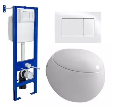 Комплект 3 в 1 инсталляция Berges Wasserhaus Atom 410 + Унитаз подвесной Grossman GR-4442 + кнопка белая